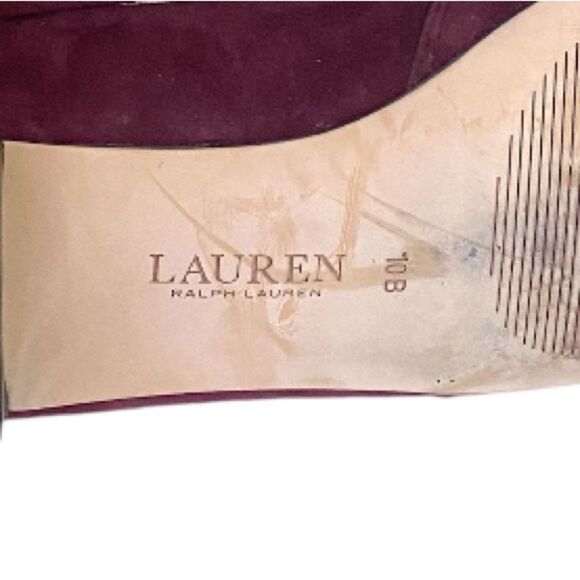 Lauren Ralph Lauren Allayana Burgundy Suede Pointed Toe cut out Ballet Flats 10 - Picture 7 of 9